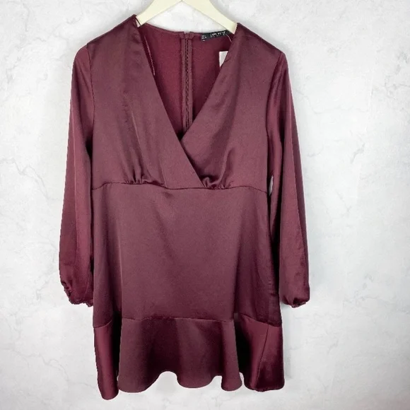 [Zara] Classic Maroon Satin Dress